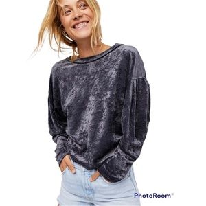 Crushed Velvet Free People Top | Gray | NWOT
